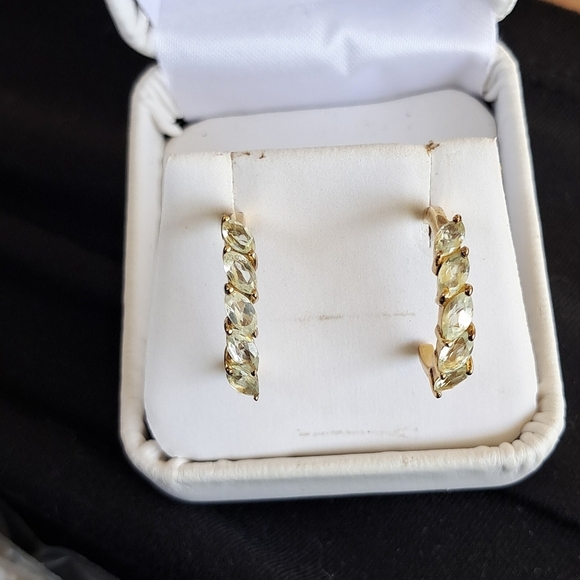 Premium Rare Natural Chrysoberyl J-Hoop Earrings - Picture 2 of 6